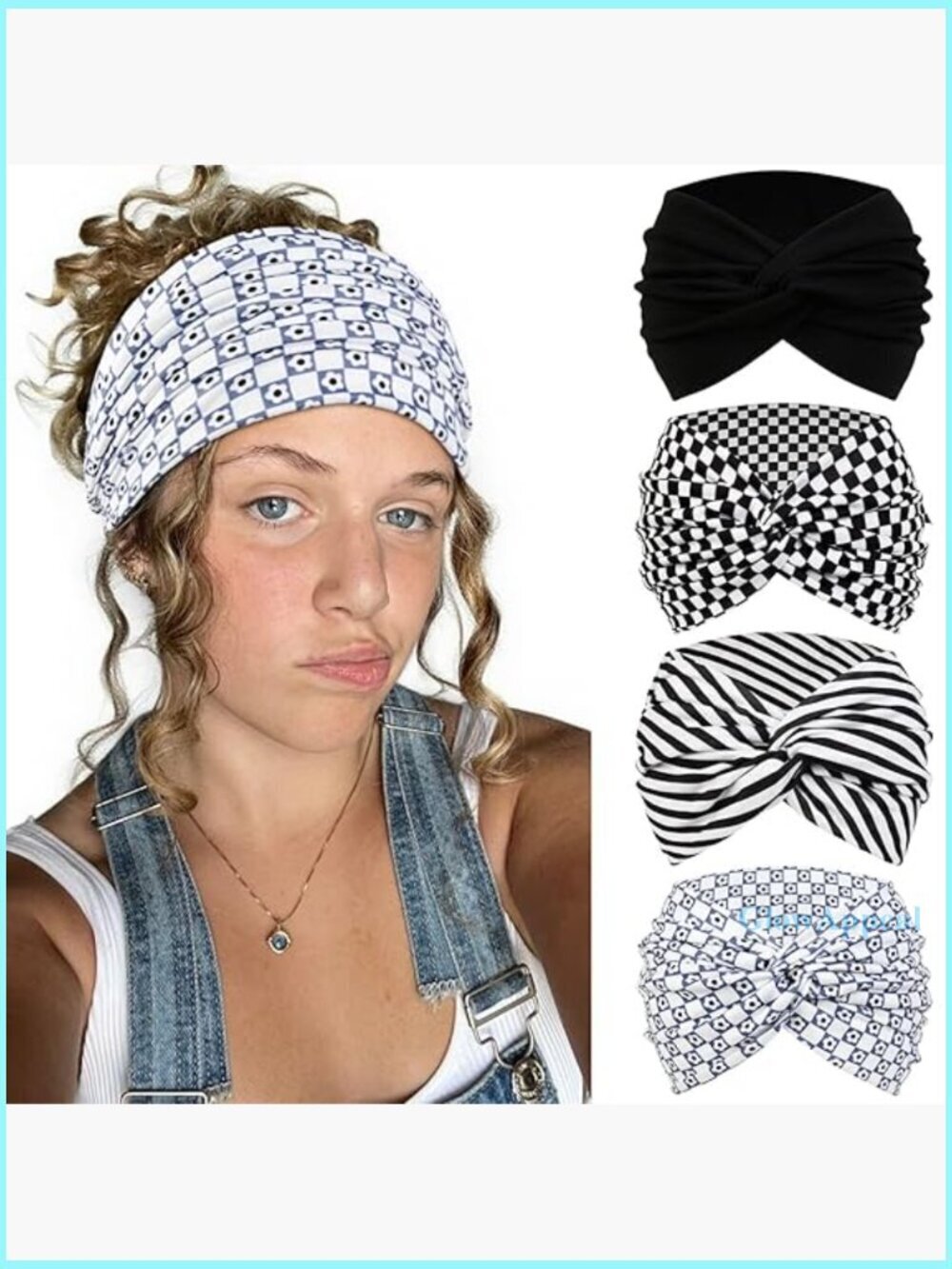 7-Inch Extra Wide Stretchy Headbands, 4-Pack, Yoga Workout Fashion Accessories